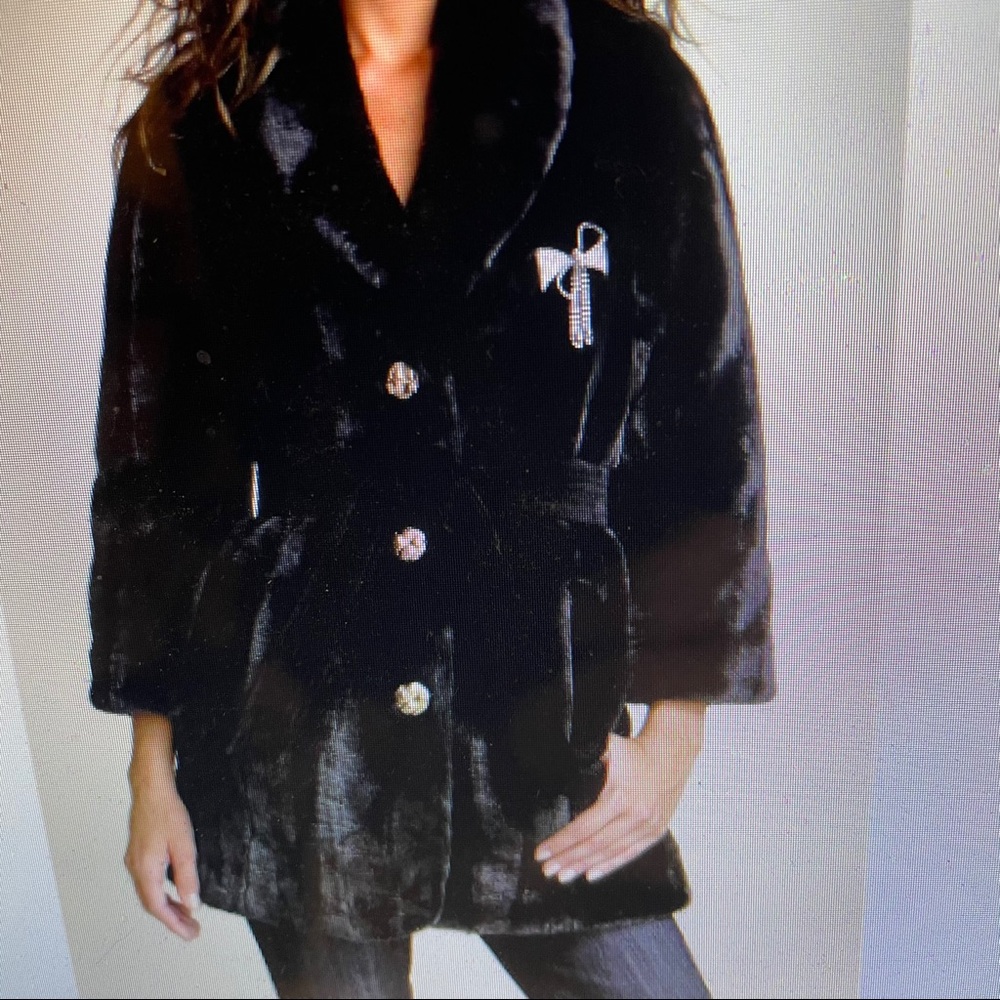 JUICY COUTURE Black Faux Fur Coat XL